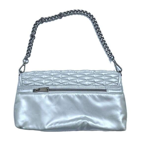 Lug Strut Metallic Quilted Shoulder Bag Chain Strap Metallic Pearl Purse Hobo - Picture 3 of 6